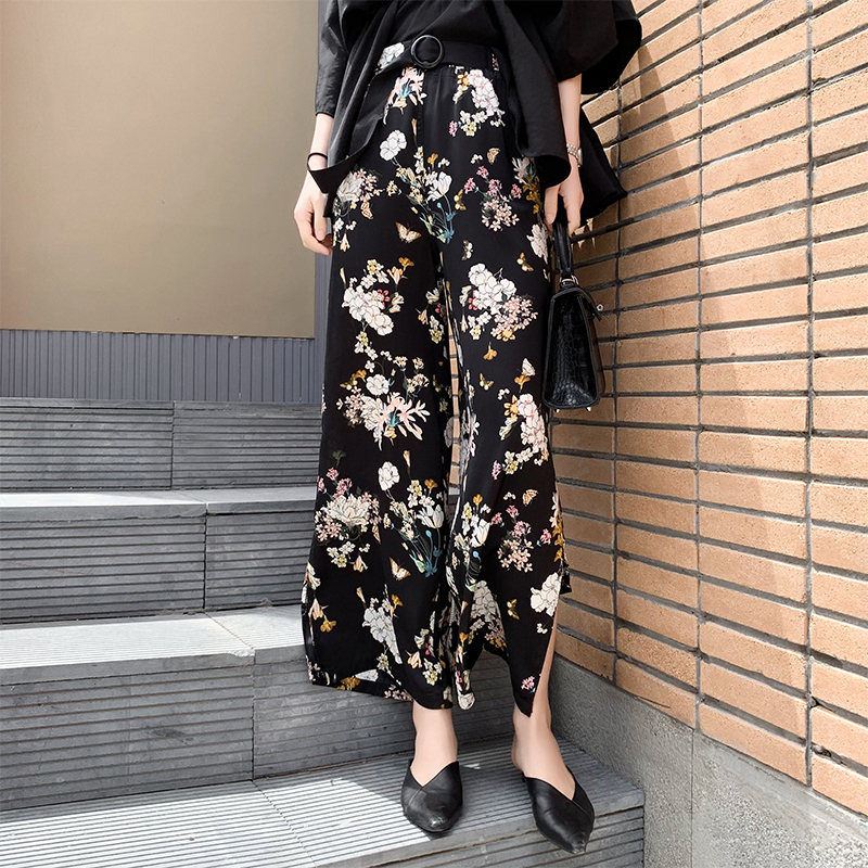 垂感印花丝滑阔腿裤夏坠感长裤子12月01日最新优惠