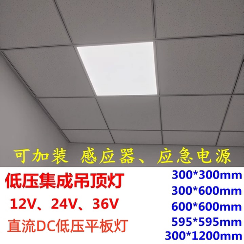 低压LED集成吊顶灯直流DC12V24V36V太阳能电池平板灯船舶用浴室灯