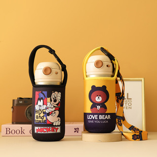 卡通时尚便携水杯杯套适合SU泊尔500ML钛杯茶杯手提斜挎保护套