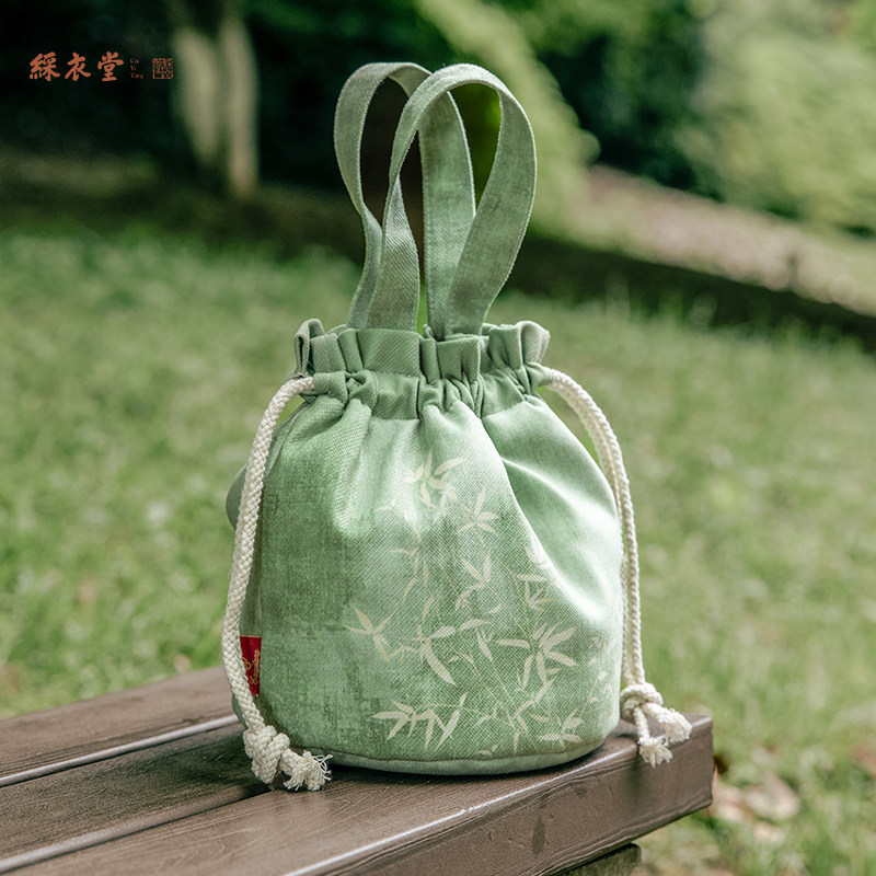 彩衣堂国风清新水墨抽绳束口袋手提手拎女手机遛弯收纳水桶汉服AC,节庆用品/礼品,文化创意包/袋,淘宝优惠券,粉丝福利购,淘宝优惠卷