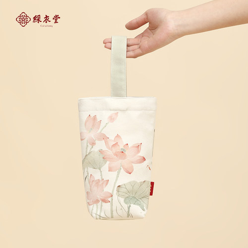 彩衣堂国风荷花手提包手拎袋