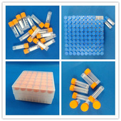 1.8 密封螺口平底试管 2ml 塑料冷冻管 5ml 冻存管化学实验室样品种子分装 耐低温细胞冷藏36 100格冷冻管盒