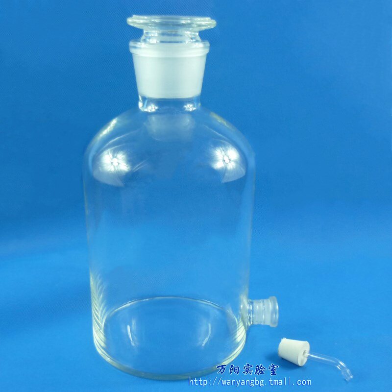玻璃放水瓶2500 5000 10000 20000ml 化学实验室器材2.5 5 10 20L华鸥白色透明带橡胶塞导管阀门磨砂口下口瓶