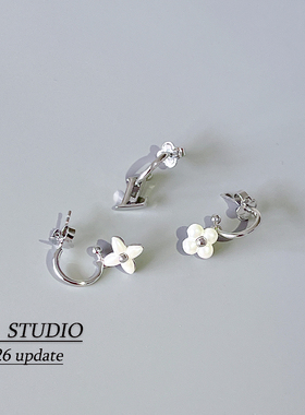 YANSTUDIO/26新款三件套花朵耳环