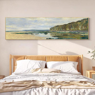 莫奈卧室装饰画现代简约世界名画梵高主卧床头挂画高级感横版壁画