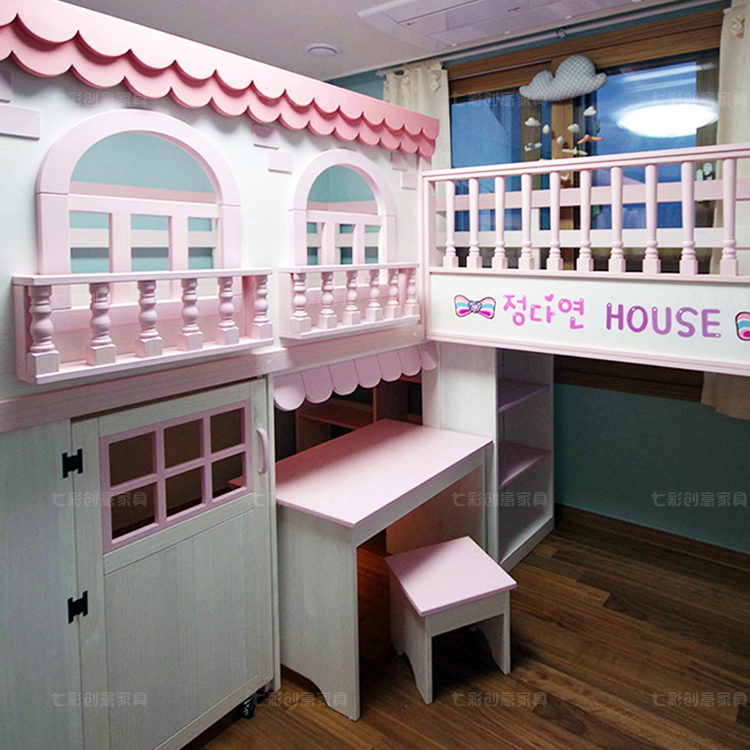 书桌单层儿童床可定制