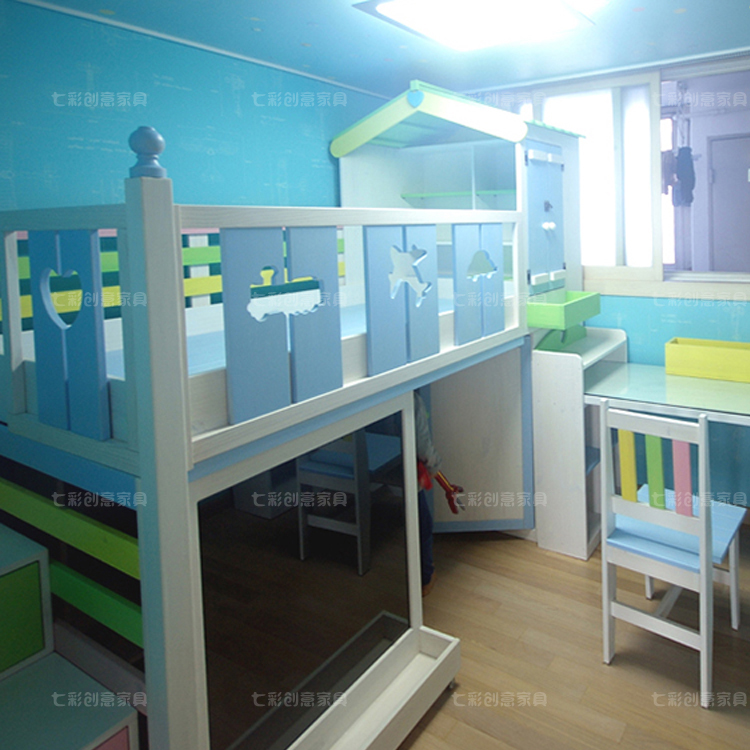 别墅书桌带护栏儿童床可定制款