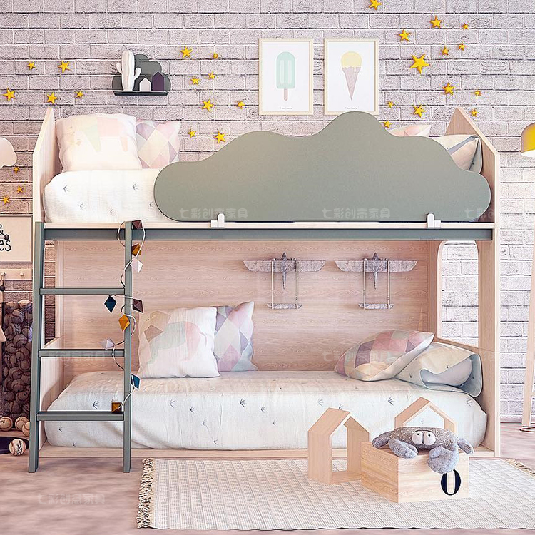 双层子母实木带护栏上下床可定制