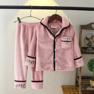 特价女童装小孩中大童水貂绒睡衣秋冬季保暖儿童法兰绒家居服套装