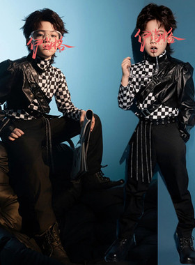 男童T台走秀机车服潮童舞台大赛儿童演出服少儿模特比赛CCAC服装