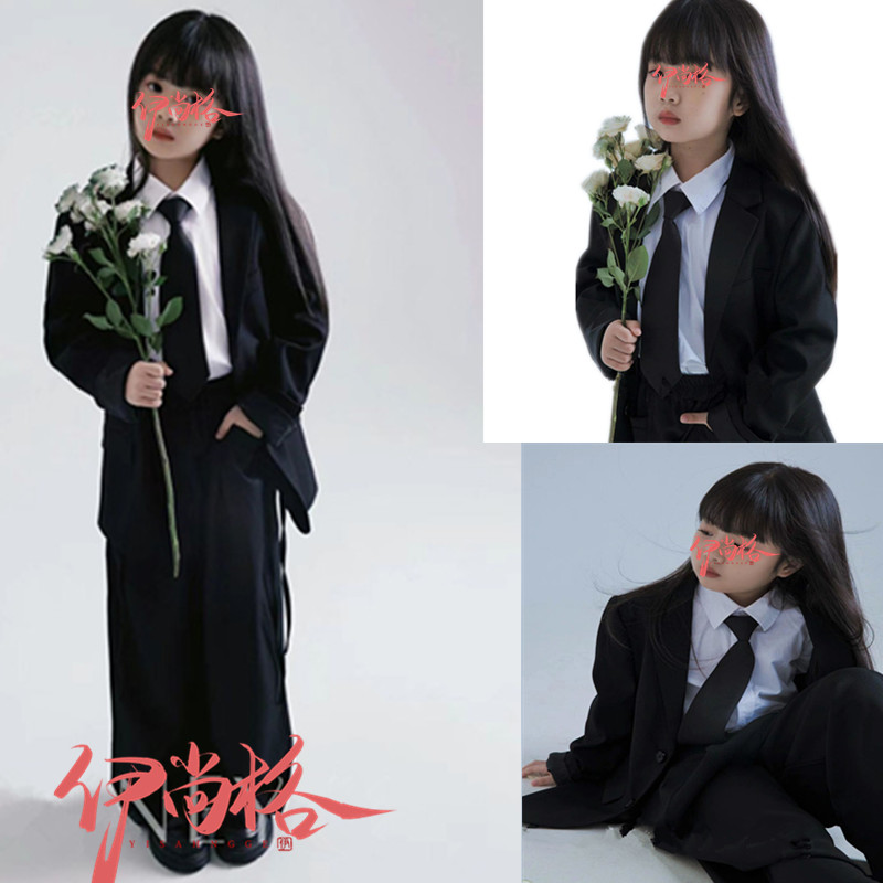 女童黑色西装套装儿童演出服
