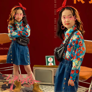 复古怀旧8090年代港风儿童演出服女童舞台走秀潮服学校运动会服装