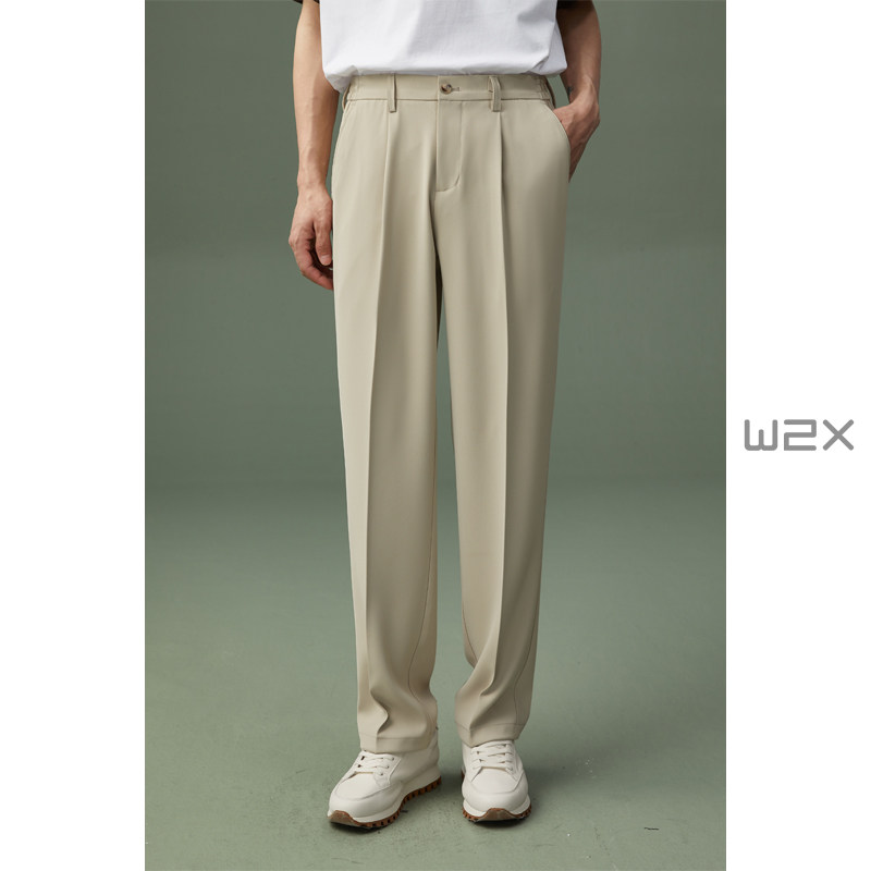 w2x夏季薄款冰丝凉感休闲裤男垂坠感宽松西装裤子男裤长裤子潮流