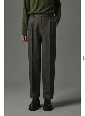 w2x2025冬季新款加厚羊毛裤直筒宽松垂坠感西装裤休闲毛呢长裤子