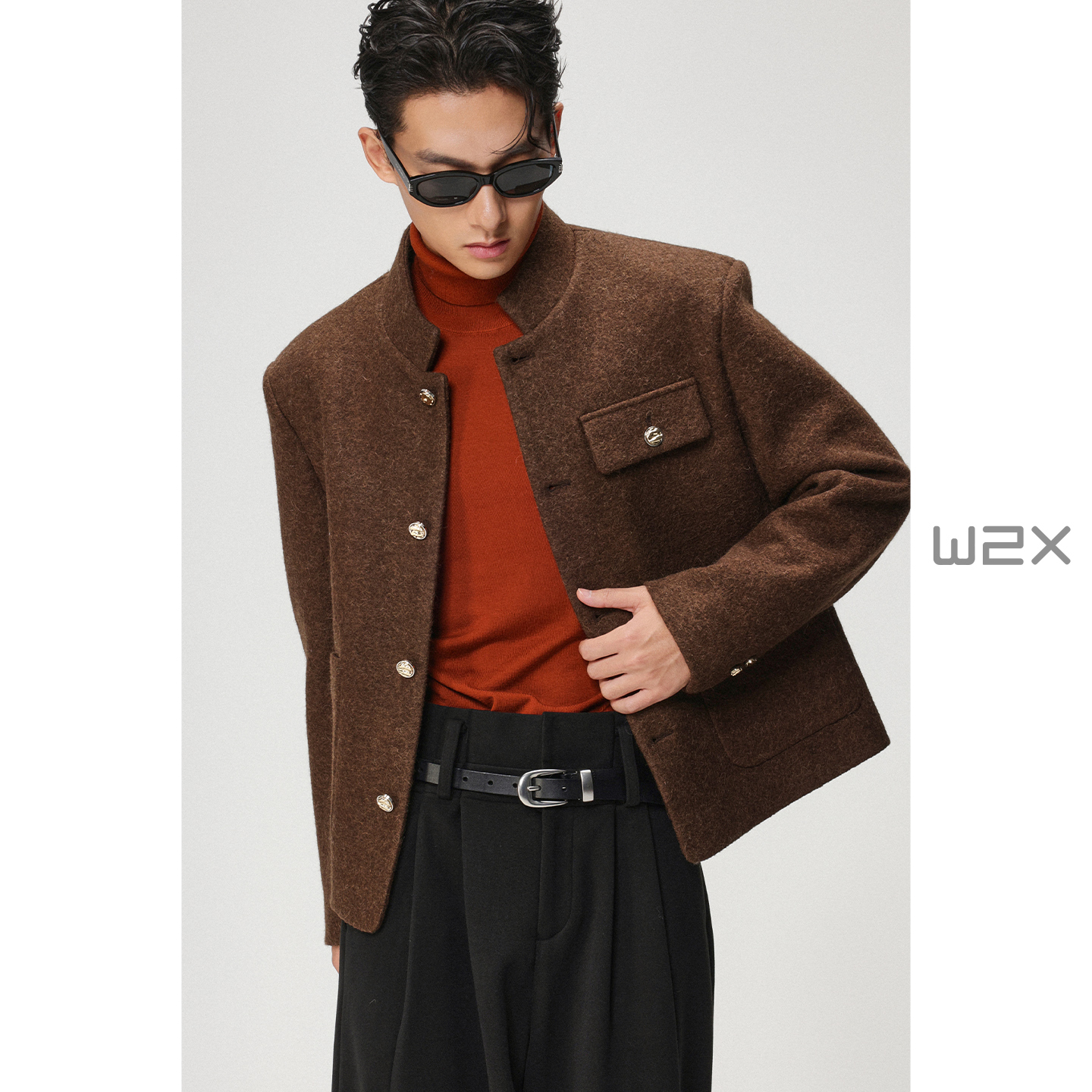 小香风短款立领羊毛呢夹克外套