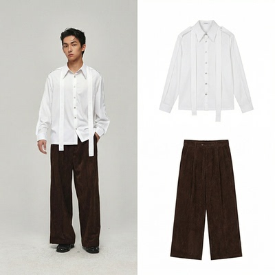 春季新款法式西装衬衫男痞帅