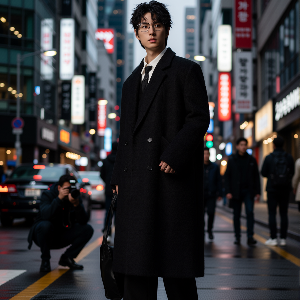 w2x经典双面羊毛呢大衣男生秋冬季加厚冬装男西装外套中长款风衣