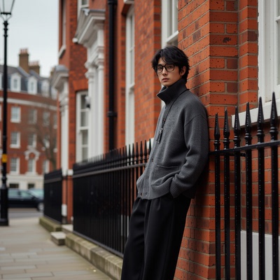 w2x韩版毛衣羊毛呢加厚男生时尚男款外套双面针织开衫男士秋冬季