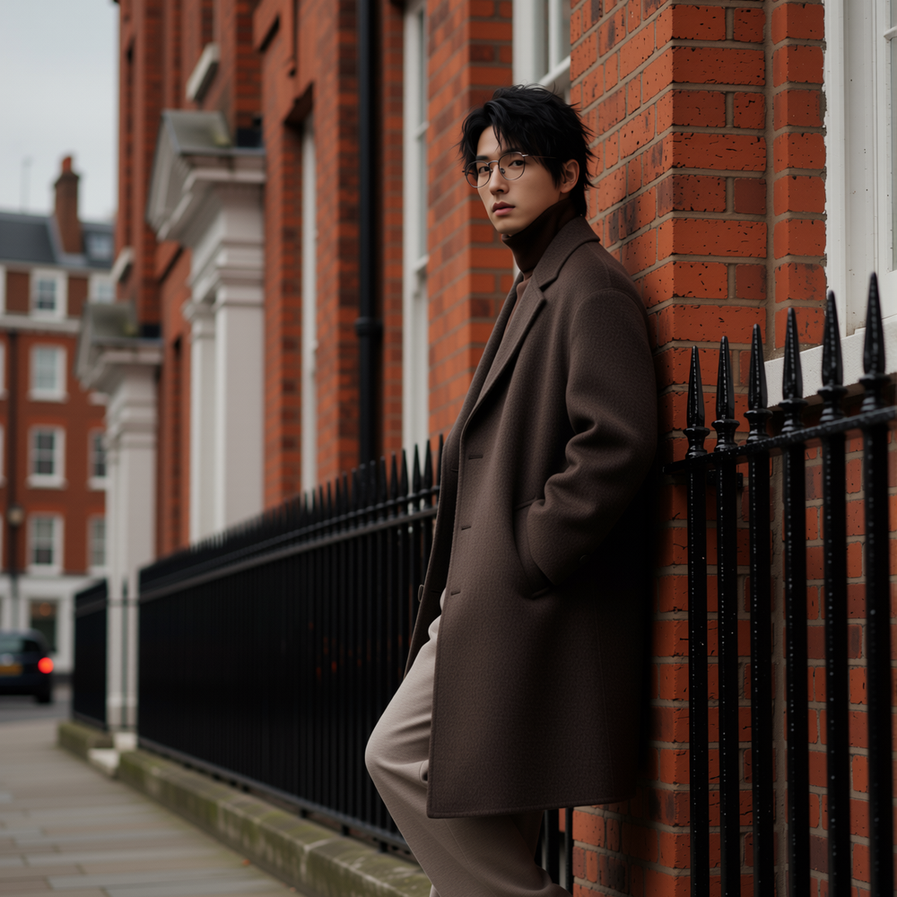 w2x简约羊毛呢大衣加厚秋冬季新款男士风衣中长款双面呢西装外套