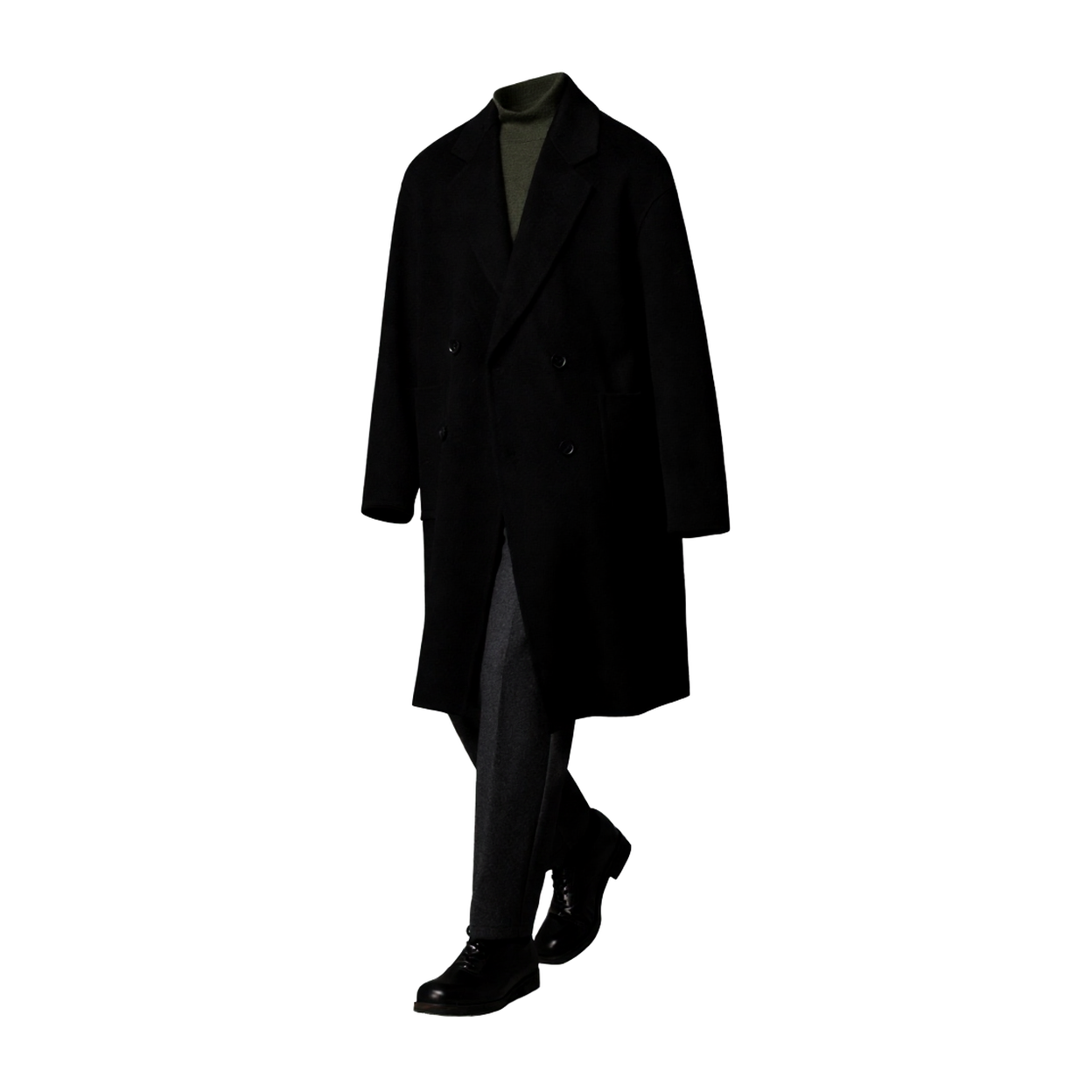 w2x高端纯羊毛呢大衣双面呢外套秋冬季新款男士风衣过膝男装加厚