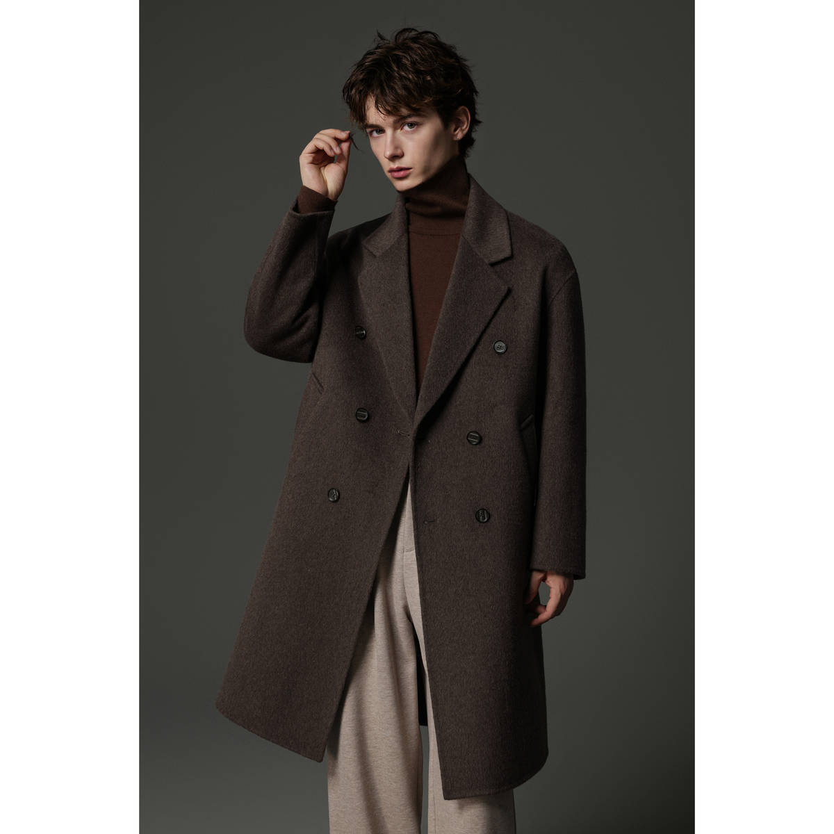 w2x冬季2025新款高级感双面羊毛呢子大衣外套中长款风衣加厚保暖