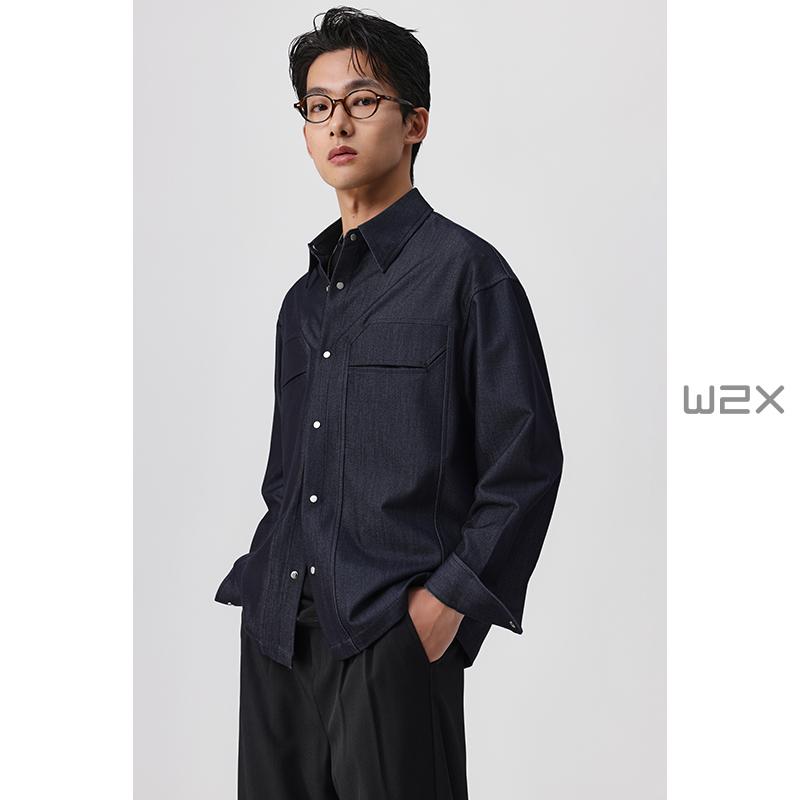 2025春季新款牛仔长袖衬衫男