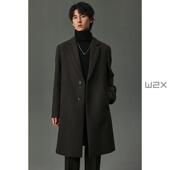 妮子外套青年风衣 平驳领加厚羊毛呢大衣男中长款 w2x2025冬季 新款