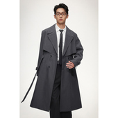 大衣设计感休闲上衣 廓形宽松中长款 w2x春秋男士 风衣外套2025新款