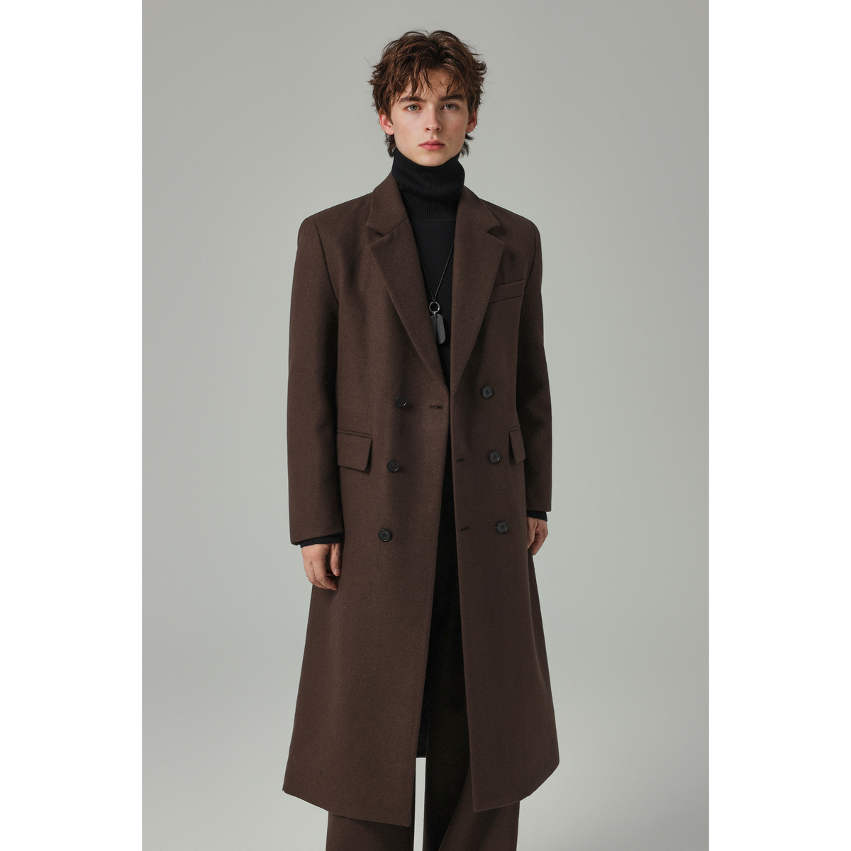 w2x2025冬季新款羊毛呢大衣男装中长款呢子外套加厚男士风衣过膝