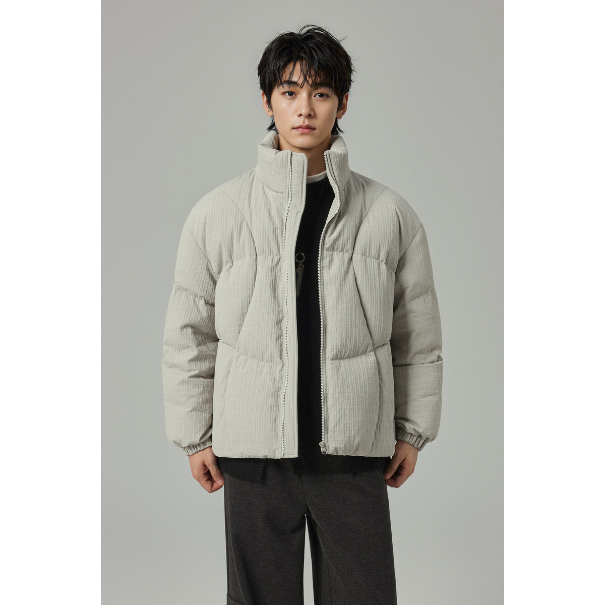 冬季加厚立领羽绒服男短款