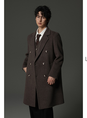 w2x2025秋冬季新款950g双面羊毛呢大衣中长款高级感妮子风衣外套