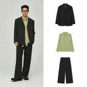 男装 w2x春季 高级感穿搭一整套搭配 衬衫 休闲西裤 休闲西装 外套长袖