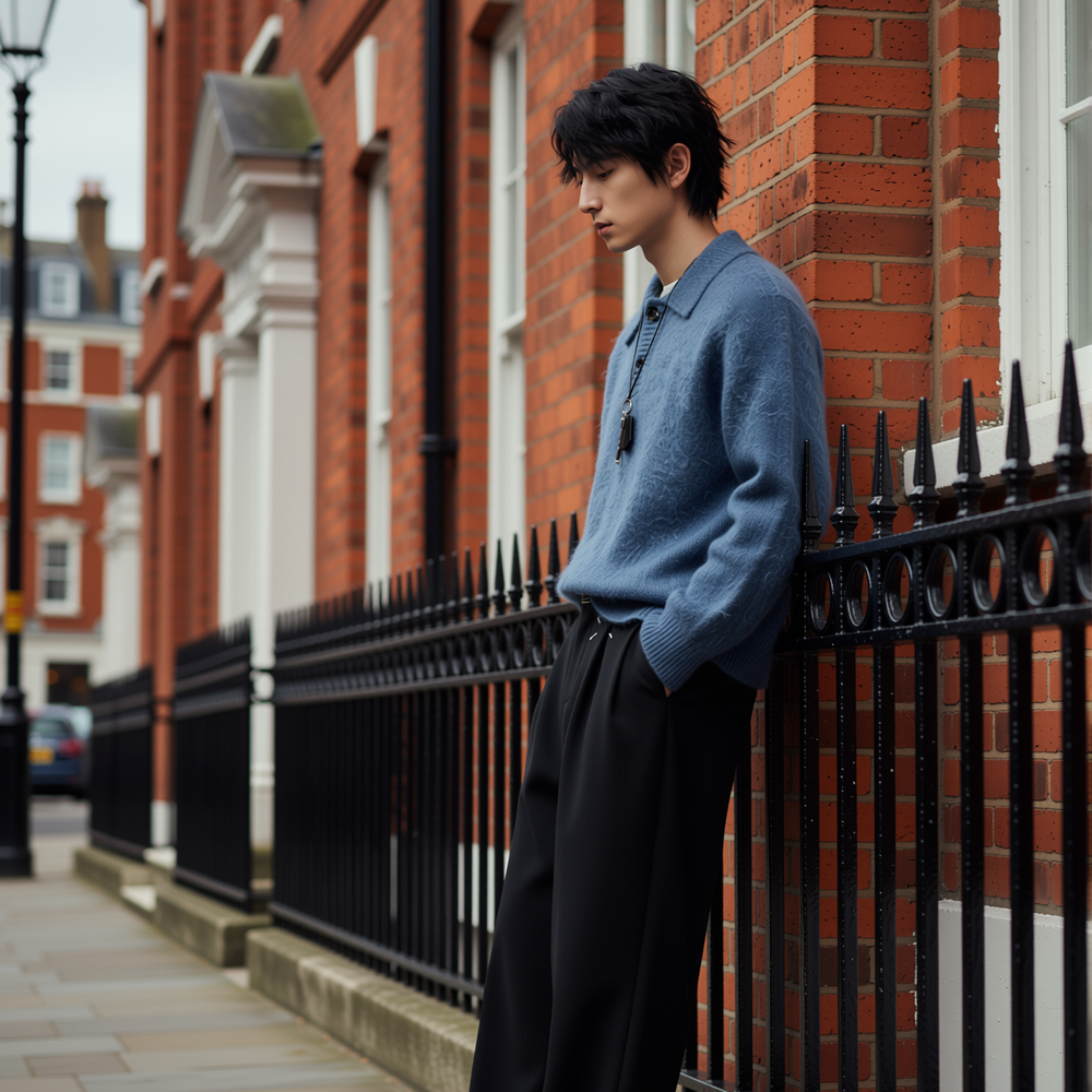 w2xpolo领长袖秋冬款毛衣内搭毛呢针织衫男士新款加厚保暖打底衫