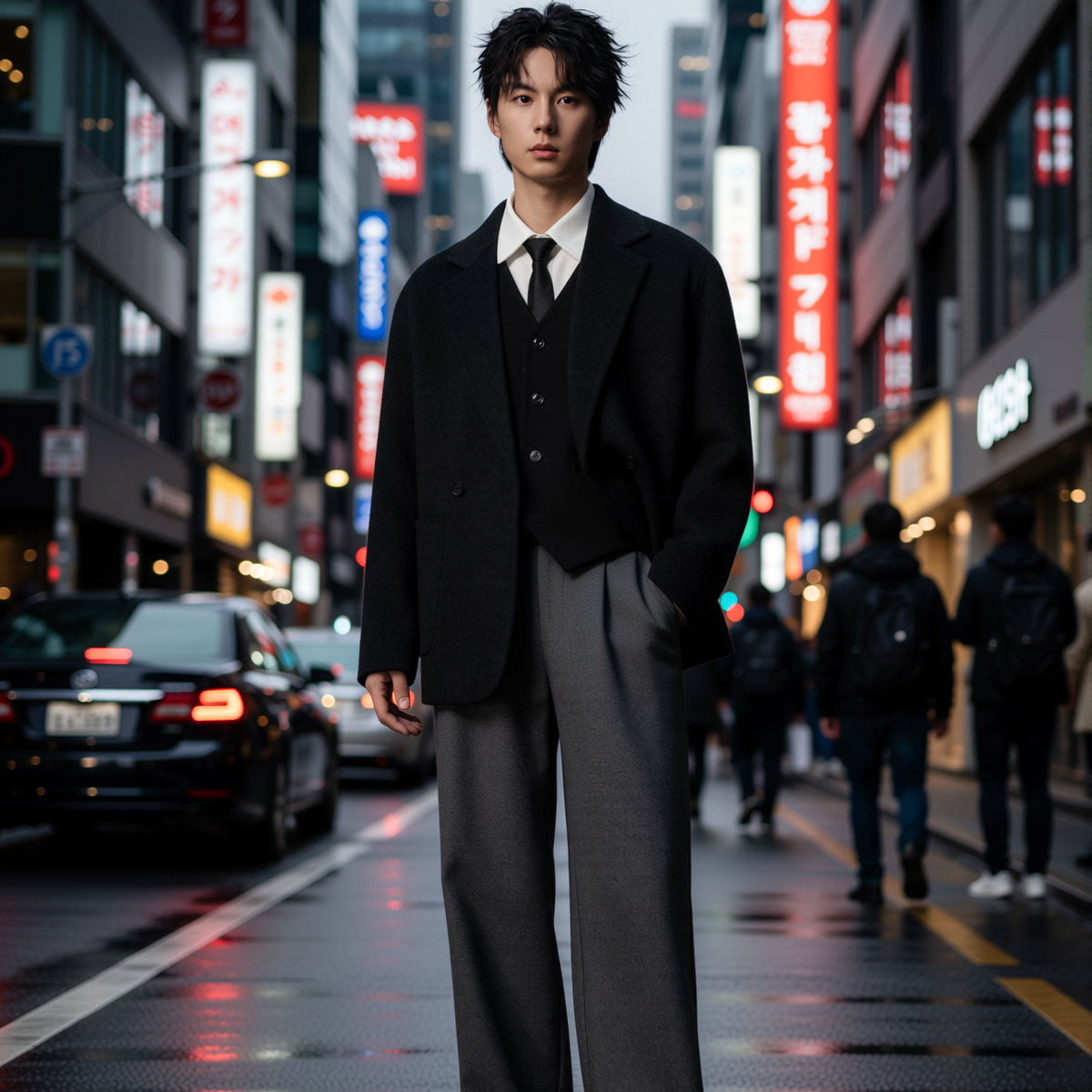 w2x冬款双面羊毛呢大衣秋冬季新款商务休闲男装西服西装外套帅气