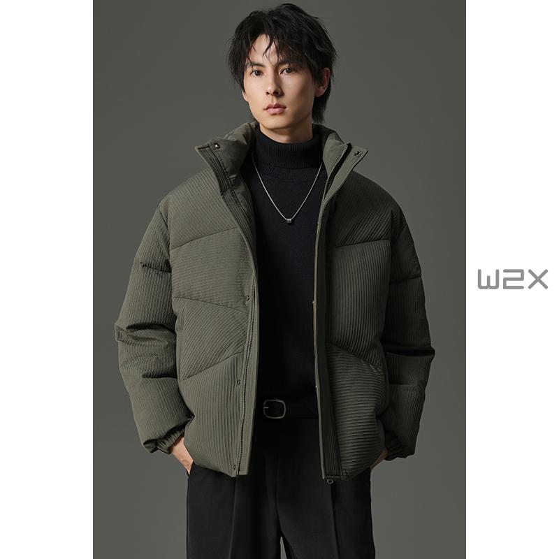 w2x2024冬季新款加厚新国标羽绒服男短款外套90白鸭绒青年面包服