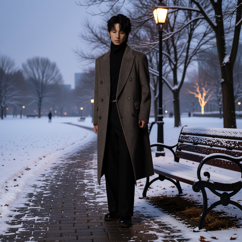 w2x秋冬季100%双面羊毛呢大衣新款加厚中长款风衣外套呢子男装奢