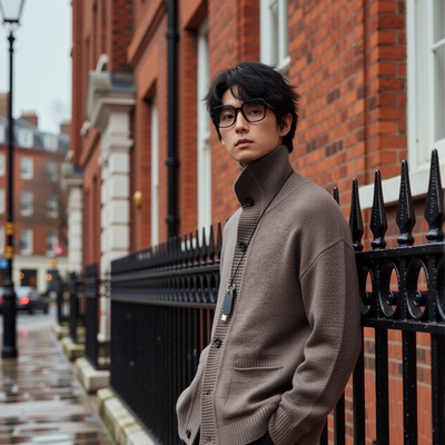 w2x老钱风羊毛呢针织开衫秋冬季男款外套加厚男士毛衣男生冬装潮