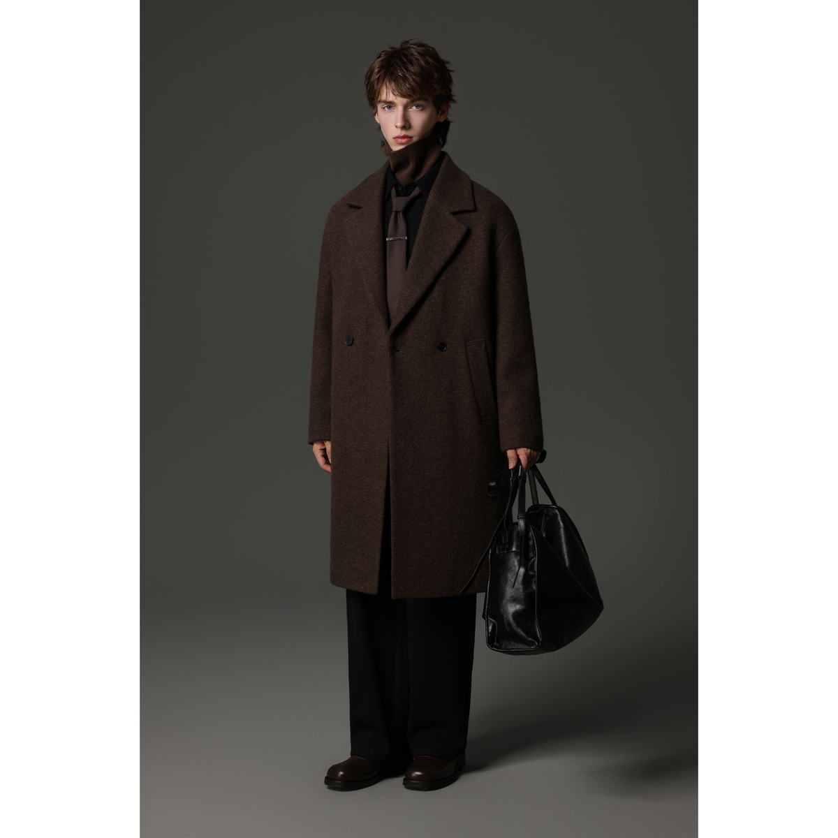 w2x2025新款冬季羊毛呢大衣加厚款男款羊驼毛外套男士风衣英伦风