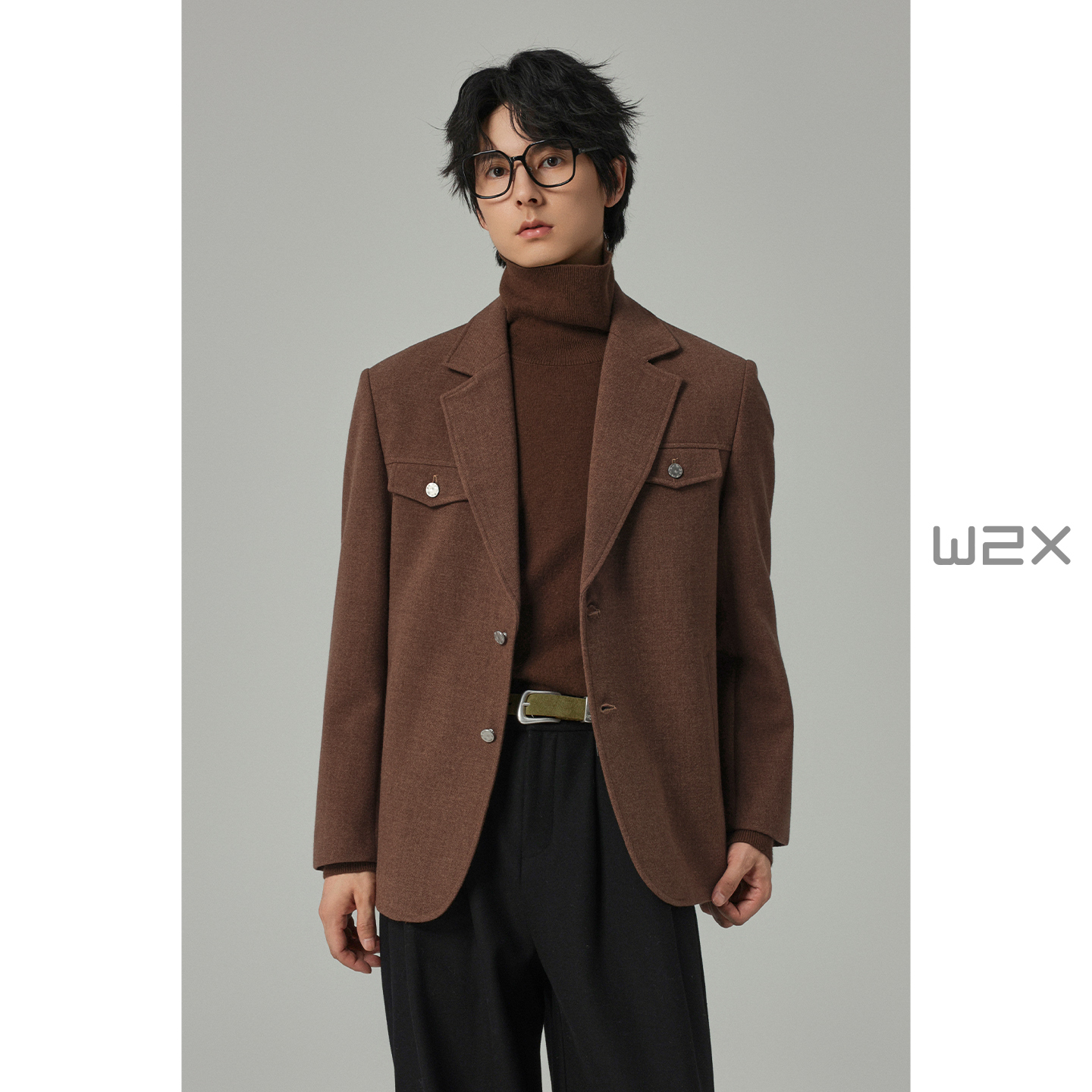 平驳领休闲西装男痞帅小西服