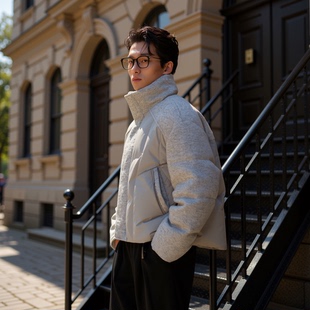 面包服外套冬季 男装 新款 加厚轻薄鸭绒羽绒服短款 夹克冬装 w2x男士