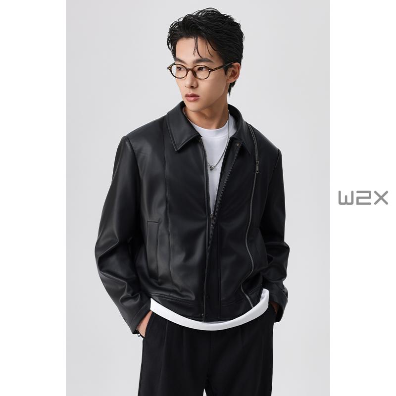 PU皮夹克男短款痞帅高端休闲外套