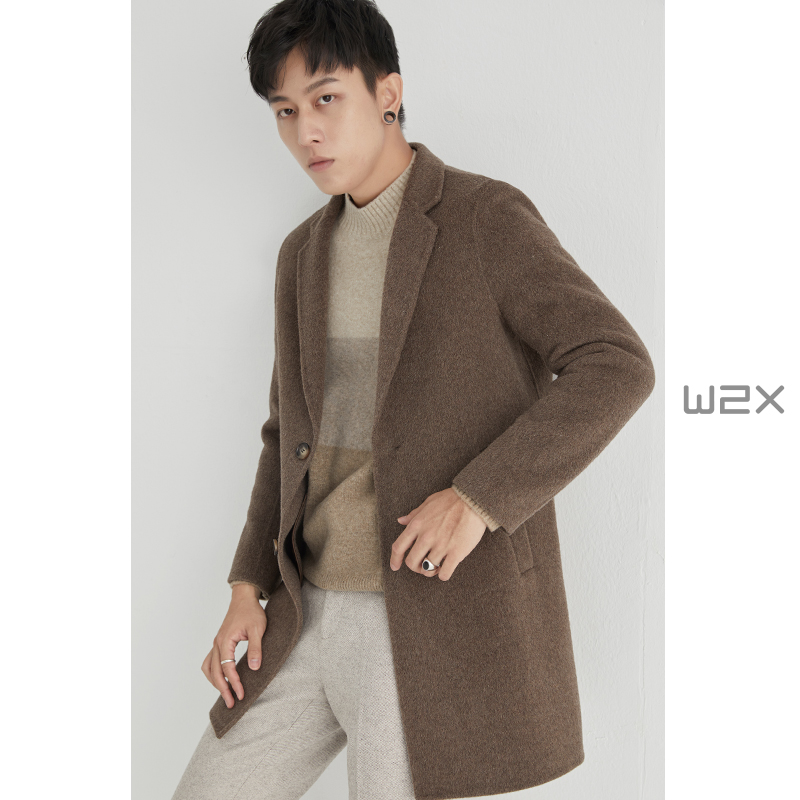 w2x双面呢羊驼毛呢阿尔巴卡大衣