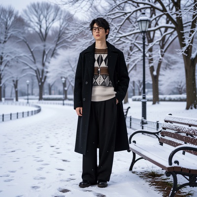 w2x复古高级毛呢毛衣内搭男加厚冬季新款男士保暖外套针织衫冬装