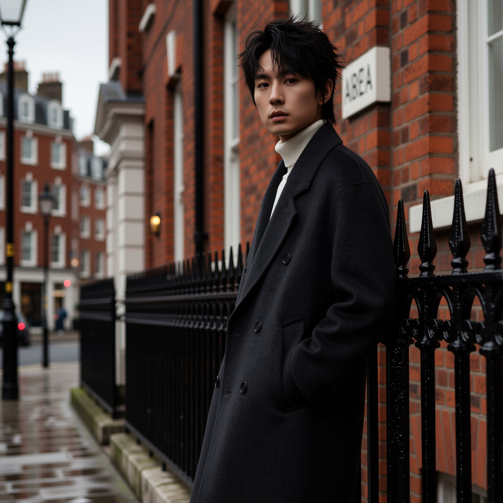 w2x双面呢大衣男加厚秋冬季新款风衣中长款商务西装羊毛外套男装