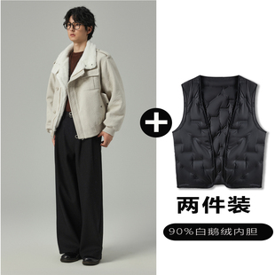 w2x夹克可选90白鹅羽绒服内胆冬季 加厚保暖痞帅座山雕外套男 新款