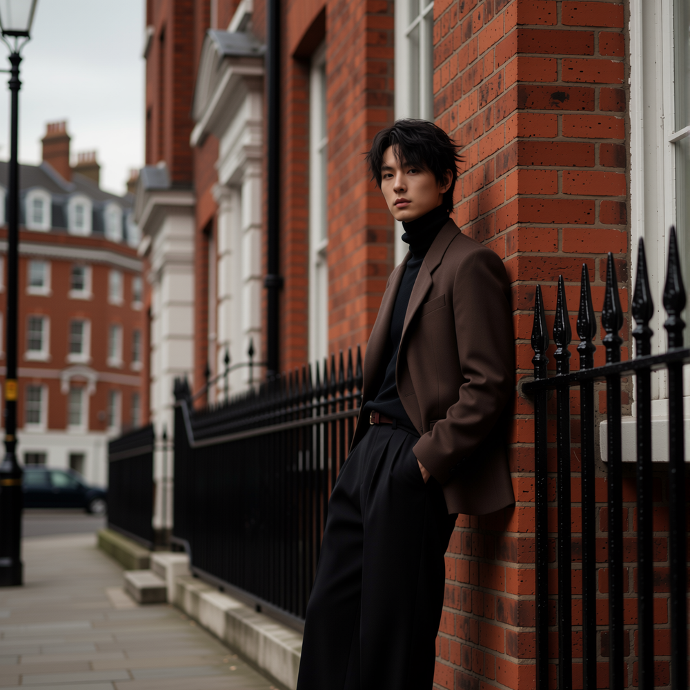 w2x高级感双面羊毛呢大衣加厚西服秋冬季外套新款保暖西装冬装男