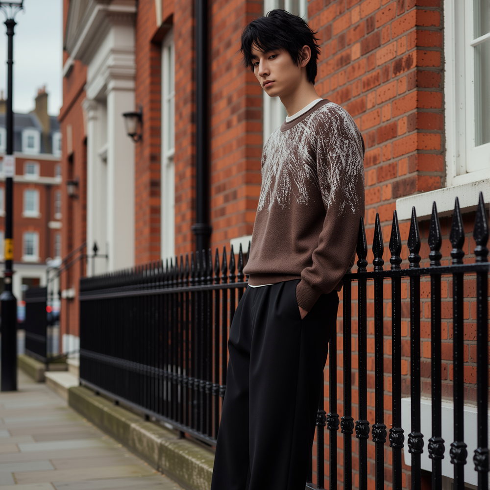 w2x针织衫男款上衣毛呢毛衣男士秋冬季新款加厚款长袖打底衫男生