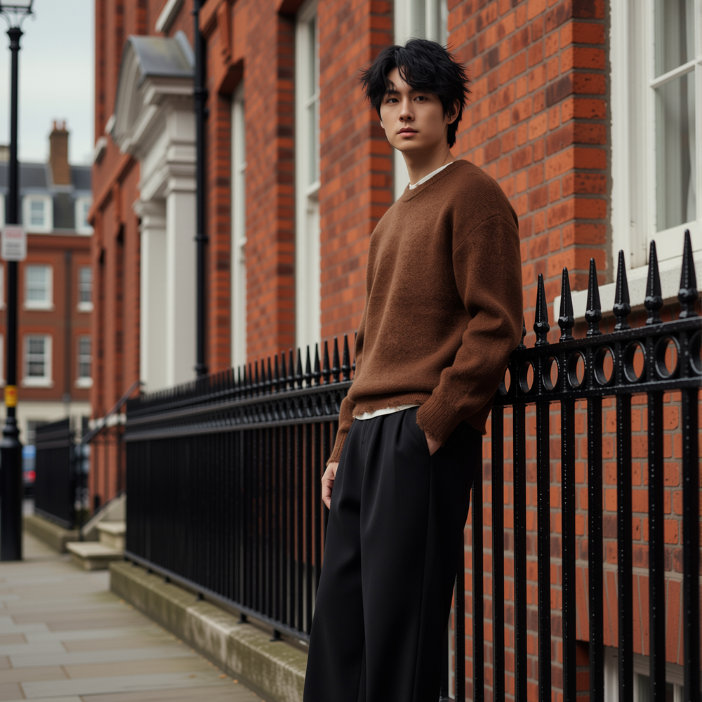 w2x潮牌新款毛衣男士毛呢针织衫秋冬季上衣加厚款保暖男款打底衫