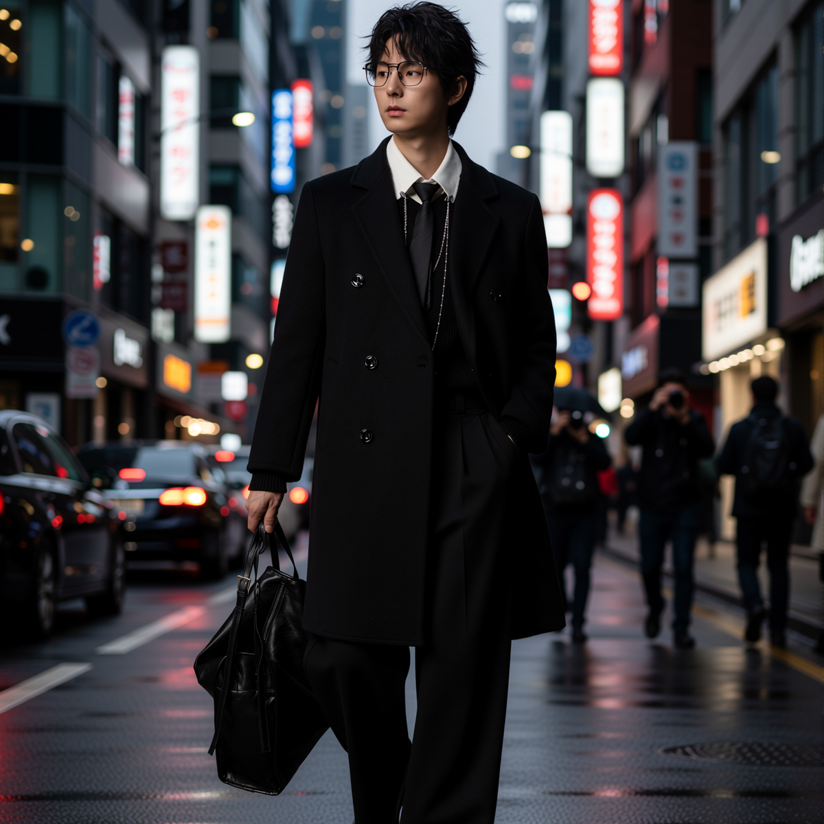 w2x简约时尚羊毛呢大衣秋冬季新款男士加厚款外套双面呢过膝风衣