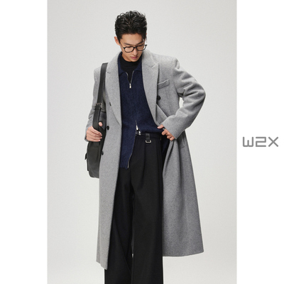 加厚羊毛呢大衣男中长款